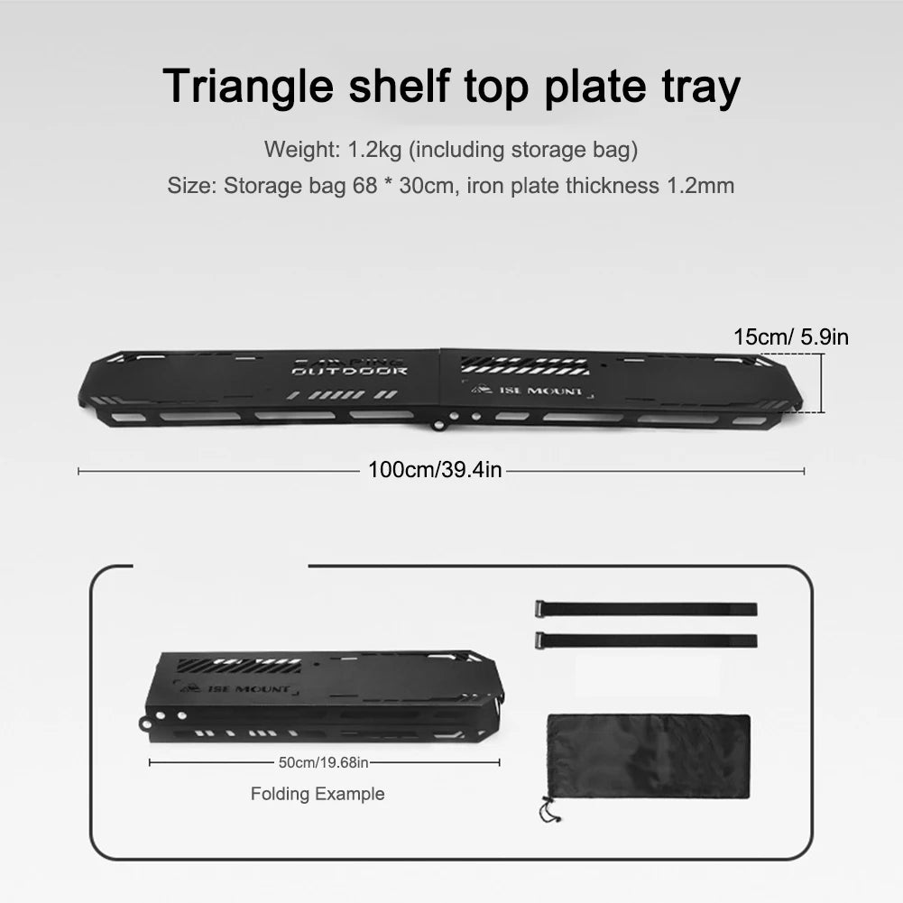 Foldable Camping Tripod Top Plate With Hanging Hole High Strength Bending Camping Hanging Rack Top Plate For BBQ Picnic Hiking