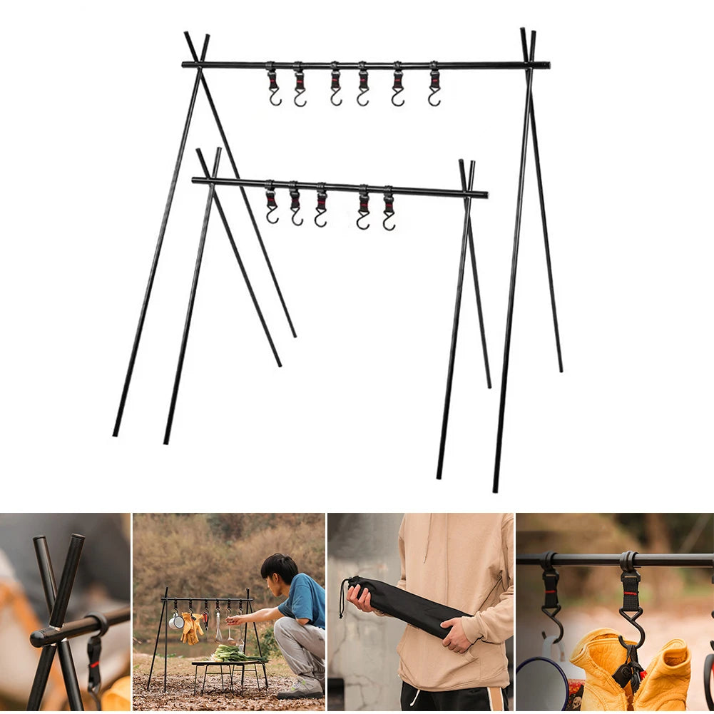 Foldable Camping Tripod Top Plate With Hanging Hole High Strength Bending Camping Hanging Rack Top Plate For BBQ Picnic Hiking